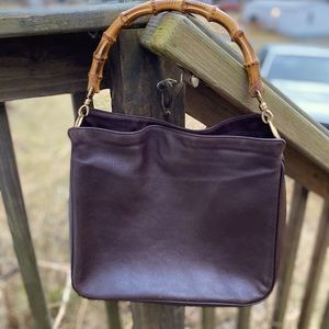 Authentic Gucci leather bamboo collection shoulder bag tote